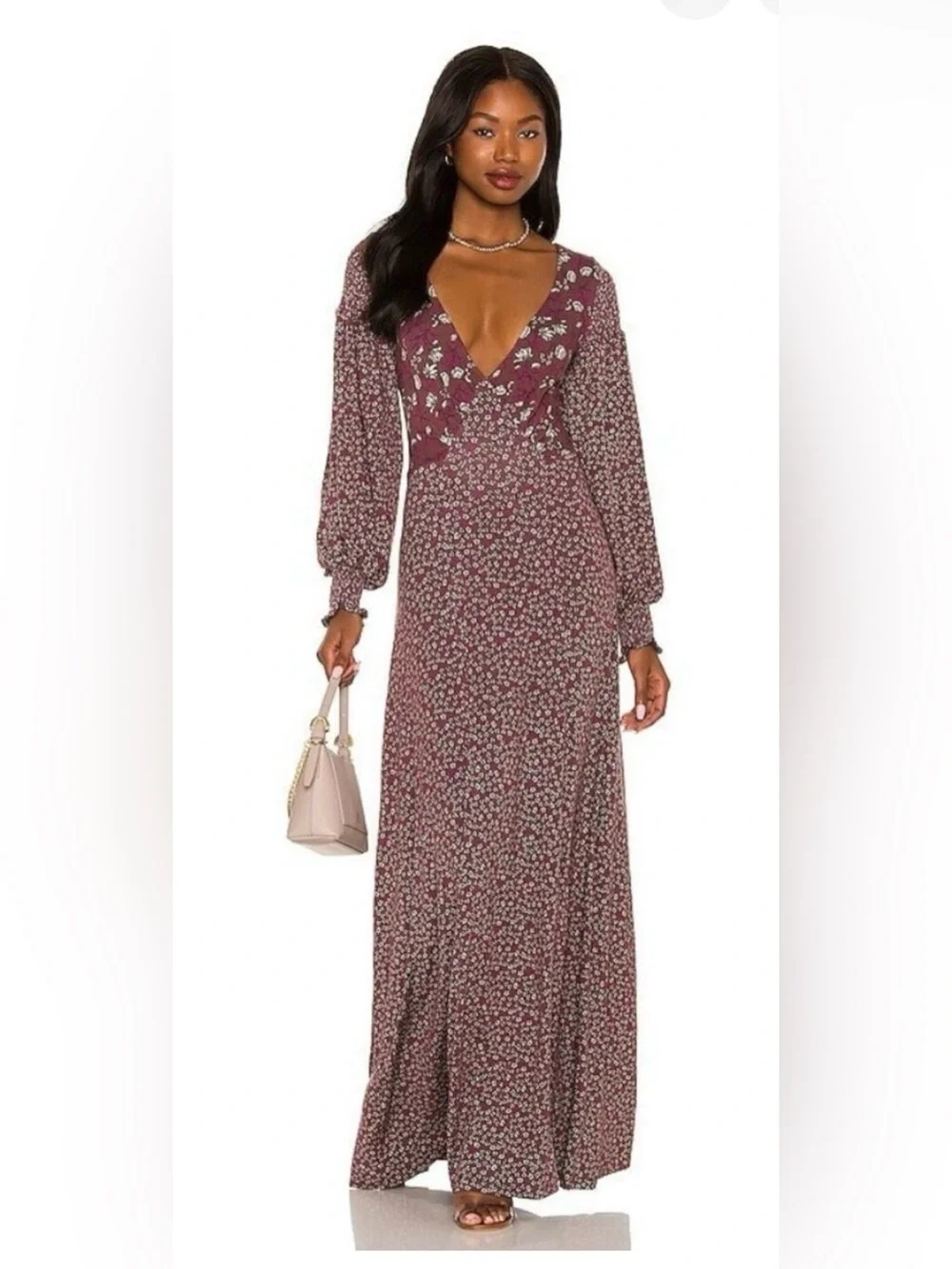 Free People Love Story Maxi Dress in Raisin Combo Purple